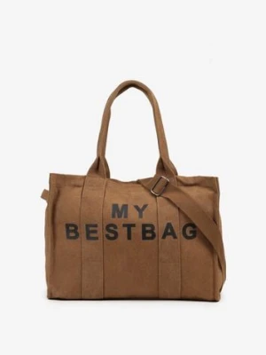 Brązowa Torebka Typu Shopper z Plecionki Sevisha