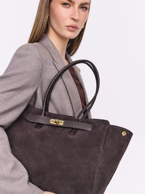 Brązowa torebka z zamszowej skóry TARANKO