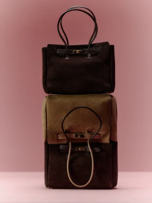 Brązowa torebka z zamszowej skóry TARANKO