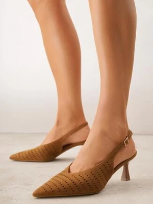 Brązowe Ażurowe Czółenka VICES na Obcasie Kaczuszka z Odkrytą Piętą Metipise