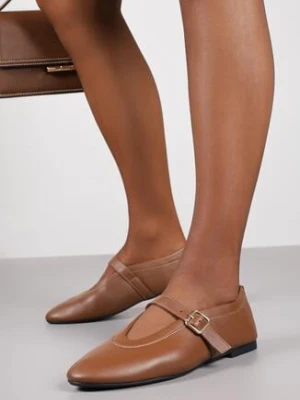 Brązowe Balerinki Vices ze Skórzaną Wkładką i Paskiem ze Sprzączką Coplenda