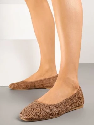 Brązowe Balerinki z Cholewką z Plecionki Relore ideal
