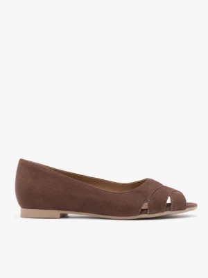 Brązowe baleriny peep toe Ryłko