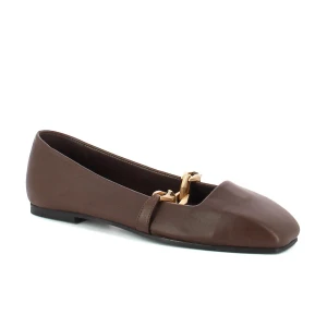 Brązowe baleriny skórzane CARINII B10378-113-000-000-000