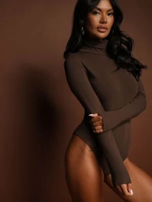 Brązowe Bawełniane Body z Golfem Ohpia by swan