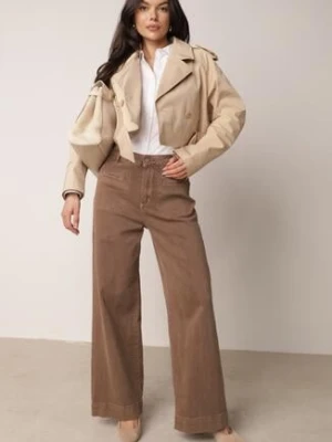 Brązowe Bawełniane Jeansy o Szerokim Kroju z Wysokim Stanem Kyltyse milas91