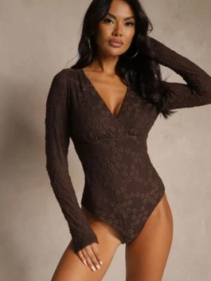 Brązowe Body Longsleeve z Koronki z Bawełną Zenisesa bisou's project