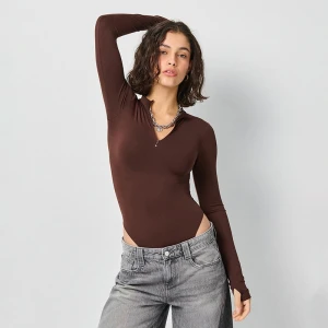 Brązowe body ULTRAFLEX z długim rękawem House