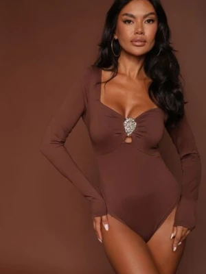 Brązowe Body z Metaliczną Ozdobą Aferriva elsa.m by may