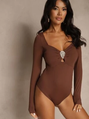 Brązowe Body z Metaliczną Ozdobą Aferriva elsa.m by may