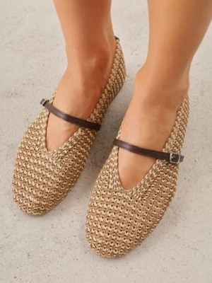 Brązowe Boho Balerinki w Stylu Mary Jane z Plecioną Cholewką Berinyra ideal