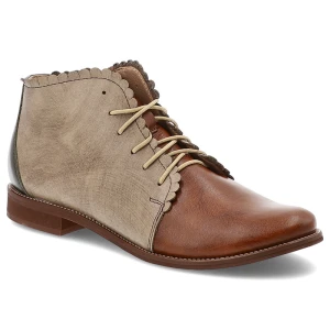 Brązowe Botki Armodo Skórzane Obuwie Damskie