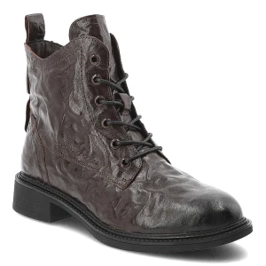 Brązowe Botki Artiker Skórzane Obuwie Damskie