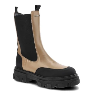 Brązowe Botki Chebello Damskie Skórzane Obuwie