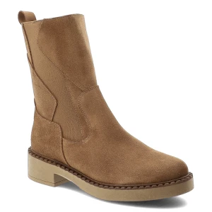 Brązowe Botki HEE Zamszowe Buty Damskie