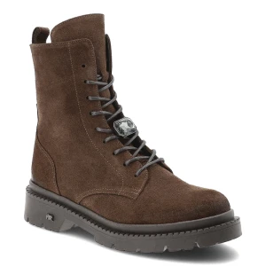 Brązowe Botki Karino Modne Skórzane Obuwie Damskie