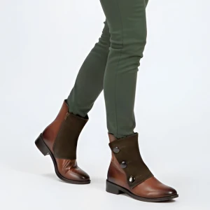 Brązowe Botki Maciejka Eleganckie Skórzane Buty Damskie