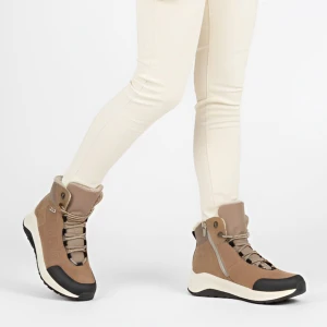 Brązowe Botki Rieker Ocieplane Buty Damskie