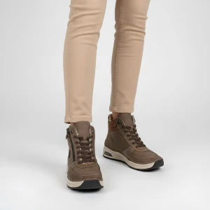 Brązowe Botki Rieker Solidne Ocieplane Buty Damskie