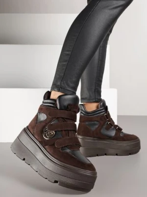 Brązowe Botki Sneakersy Vices na Platformie w Stylu Y2K Gelira