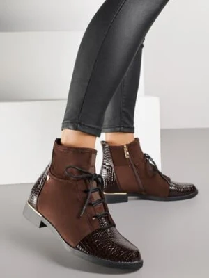 Brązowe Botki Typu Trzewiki Vices z Tłoczonymi Wstawkami Afridda