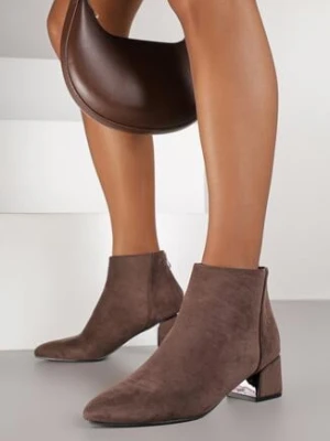 Brązowe Botki Vices na Geometrycznym Obcasie Alurrive