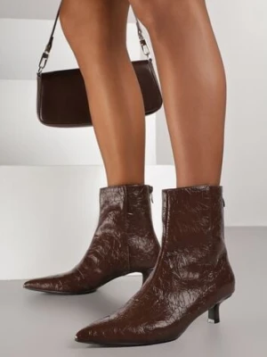 Brązowe Botki Vices na Kaczuszce Ozdobione Tłoczeniem Zaidora