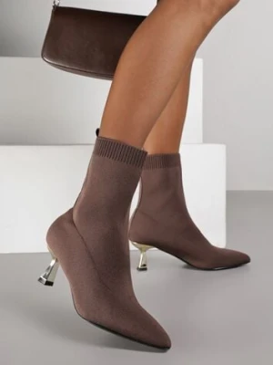 Brązowe Botki Vices na Metalicznej Kaczuszce z Elastyczną Cholewką Vamile