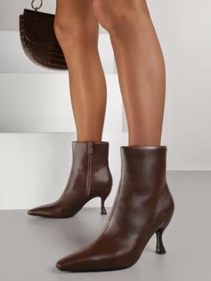 Brązowe Botki Vices na Szpilce Typu Kaczuszce Falunnea