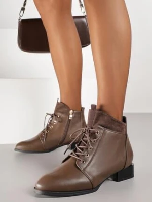 Brązowe Botki Vices Typu Trzewiki z Asymetryczną Cholewką Vamille