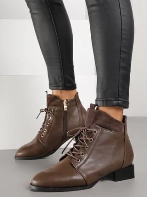 Brązowe Botki Vices Typu Trzewiki z Asymetryczną Cholewką Vamille