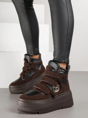 Brązowe Botki Vices w Stylu Sneakersów na Platformie Afirriva