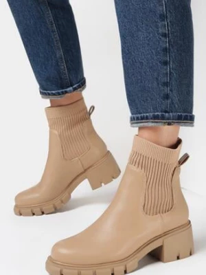 Zdjęcie produktu Brązowe Botki z Elastyczną Cholewką Hekele