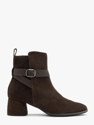 Brązowe botki z paskiem i klamrą Ryłko