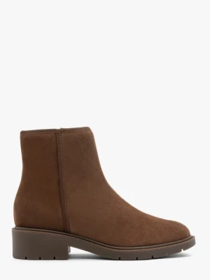 Brązowe botki ze skóry welurowej Ryłko