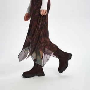 Brązowe botki ze sztucznego zamszu House