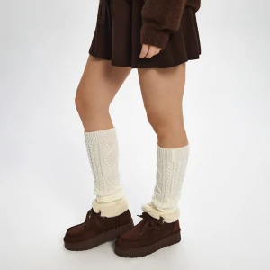 Brązowe botki ze sztucznego zamszu ze sznurowaniem i futerkiem House