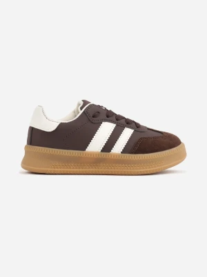 Brązowe Buty Sportowe Sneakersy w Stylu Retro z Szerokim Noskiem Shaima