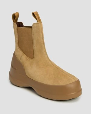 Brązowe Buty Zimowe Damskie Moon Boot Luna Chelsea Suede