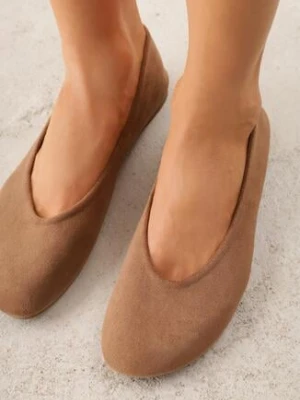 Brązowe Casualowe Balerinki z Imitacji Zamszu Zambra