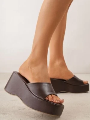 Brązowe Chunky Klapki na Koturnie i Platformie z Kwadratowym Noskiem Magass sergio todzi