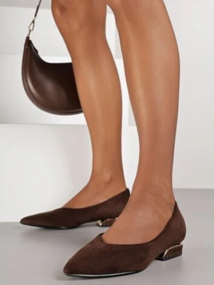 Brązowe Czółenka Balerinki Vices z Noskiem w Szpic i Skórzaną Wkładką Falennea