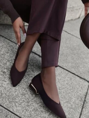 Brązowe Czółenka Balerinki Vices ze Szpiczastym Noskiem i Skórzaną Wkładką Falavesa