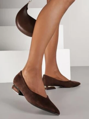 Brązowe Czółenka Balerinki Vices ze Szpiczastym Noskiem i Skórzaną Wkładką Falavesa