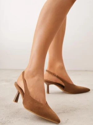 Brązowe Czółenka VICES na Klepsydrowej Szpilce z Odkrytą Piętą Azisera