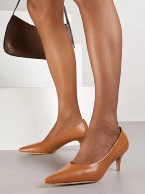 Brązowe Czółenka Vices na Obcasie Typu Kaczuszka ze Skórzaną Wkładką Amerisse