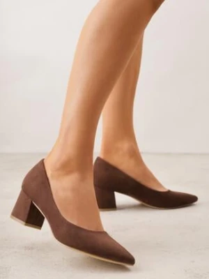 Brązowe Czółenka Vices na Obcasie ze Skórzaną Wkładką Valaria