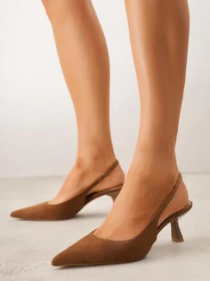 Brązowe Czółenka z Odkrytą Piętą VICES na Obcasie Kaczuszka Anatema