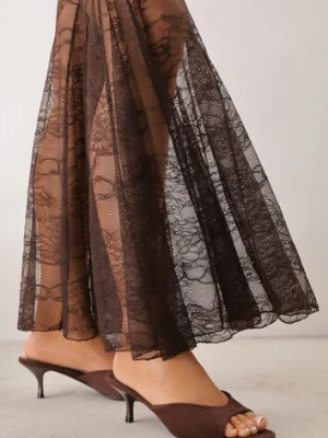 Brązowe Eleganckie Klapki z Imitacji Zamszu na Obcasie Typu Kaczuszka Snorea sergio todzi