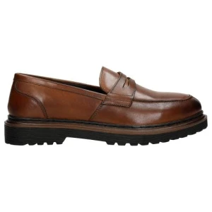 Brązowe skórzane mokasyny męskie penny loafers 10138-53 Wojas